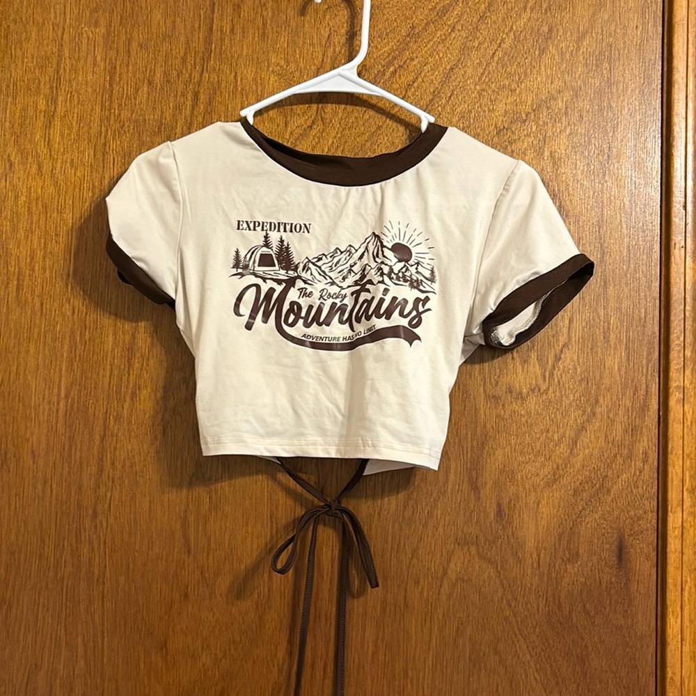 brown crop top with ties